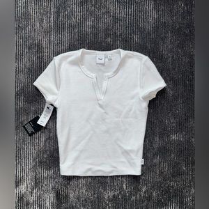 NWT Aritzia TNA Waffle Top in White